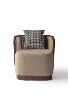 Sedia Club Deccan in Wood Wood e intreccio di canne, Set di 2, di INDO-