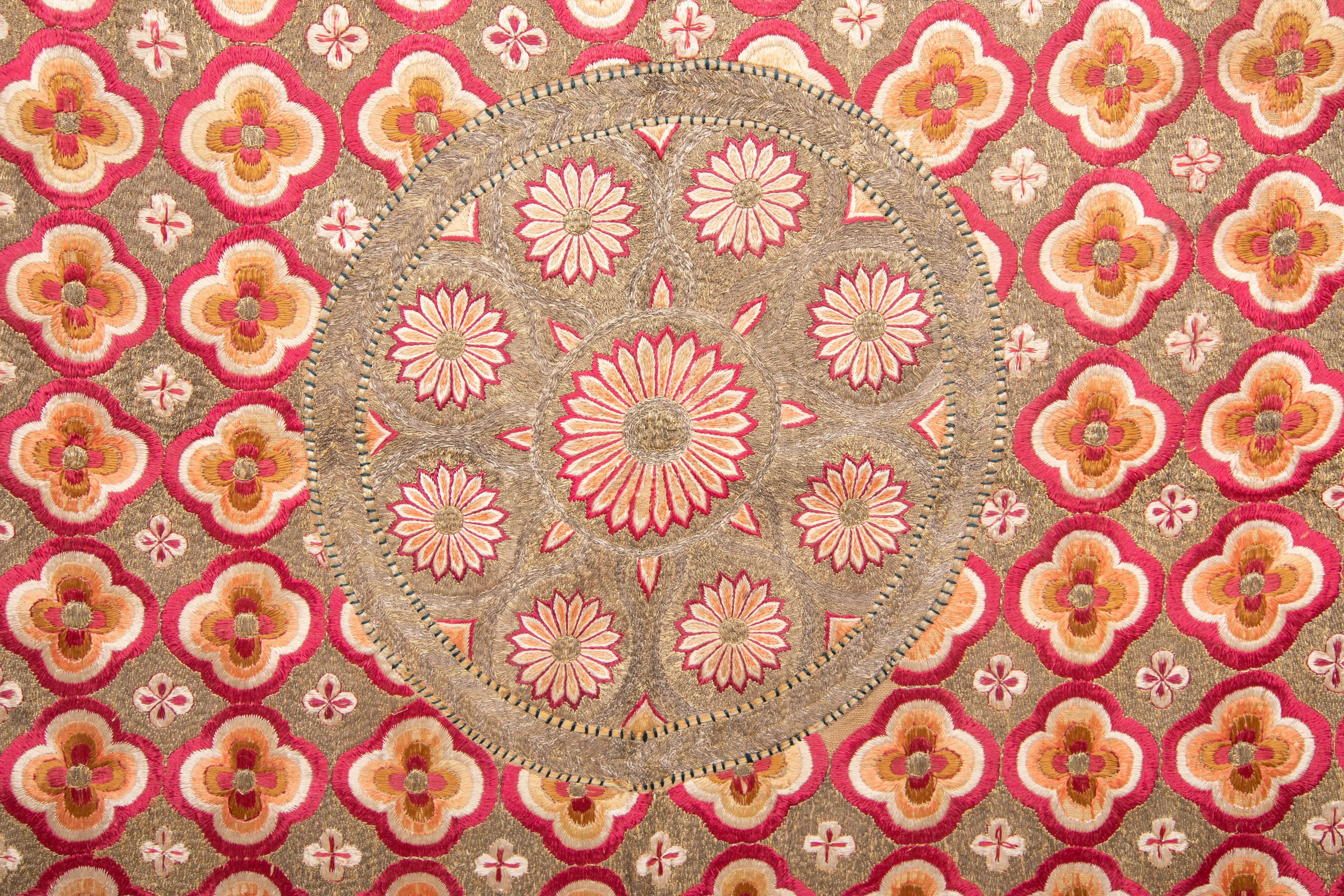 Indian Deccani Embroidered Cover, India, Late 18th C. For Sale