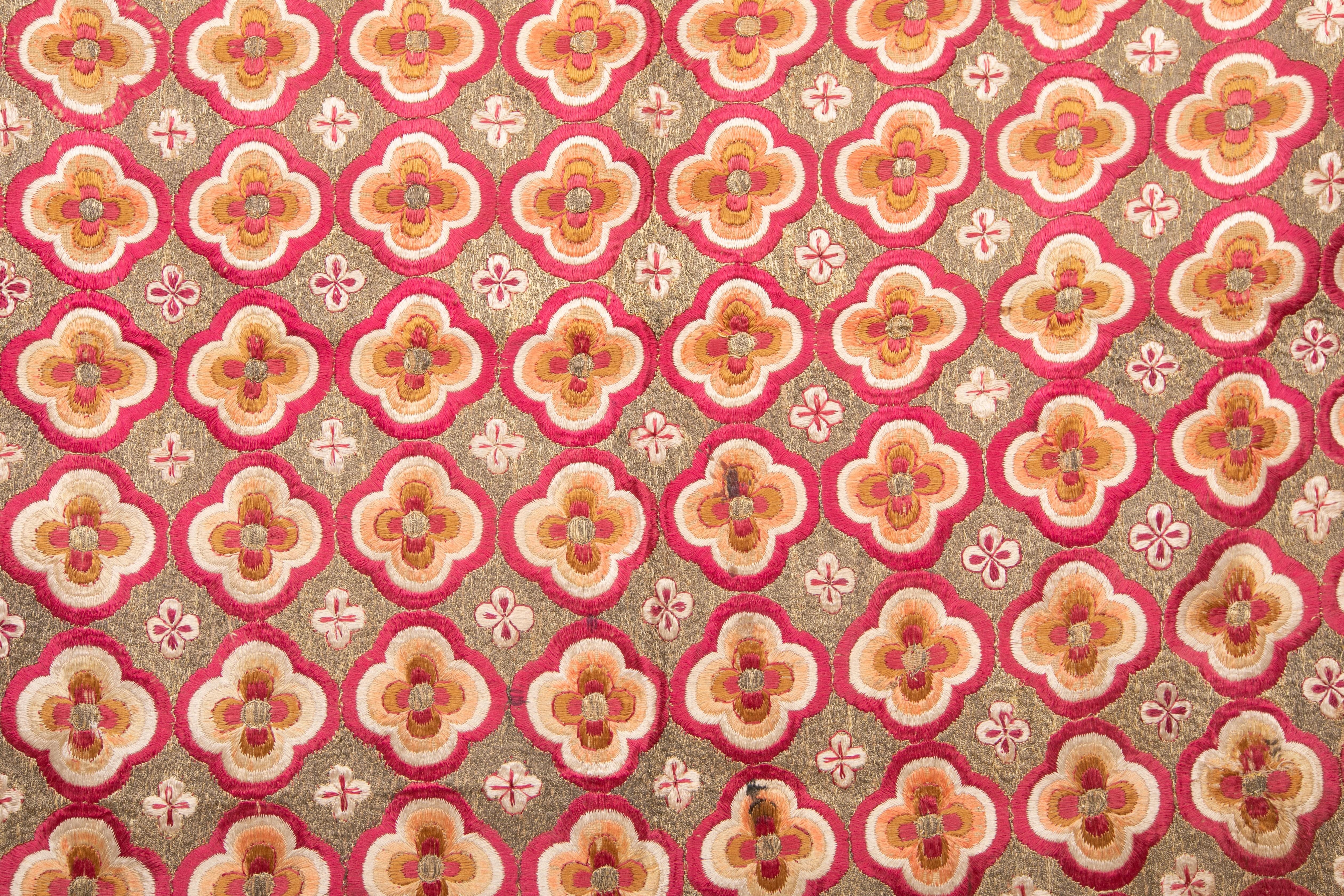 Silk Deccani Embroidered Cover, India, Late 18th C. For Sale