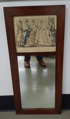 December 1874 Godey's Fashions Lithograph Mahogany Trumeau Mirror