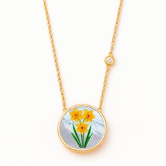 December birth month flower pendant - Narcissus flower pendant