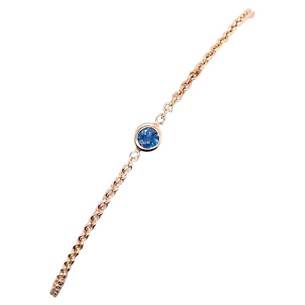 December Birthstone Bracelet Set with 0.11ct Round Blue Topaz in 9ct Yellow Gold For Sale