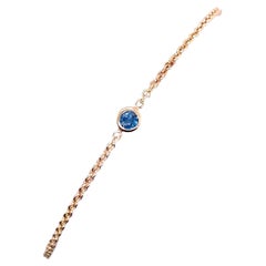 Dezember Geburtsstein-Armband-Set mit 0,11 Karat rundem blauem Topas aus 9 Karat Gelbgold