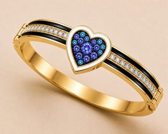 December Tanzanite Blue Zircon Diamond Heart Bracelet 14K Gold by Meghna Jewels