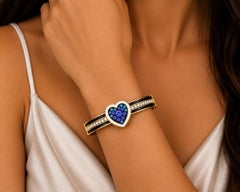 December Tanzanite Blue Zircon Diamond Heart Bracelet 14K Gold by Meghna Jewels