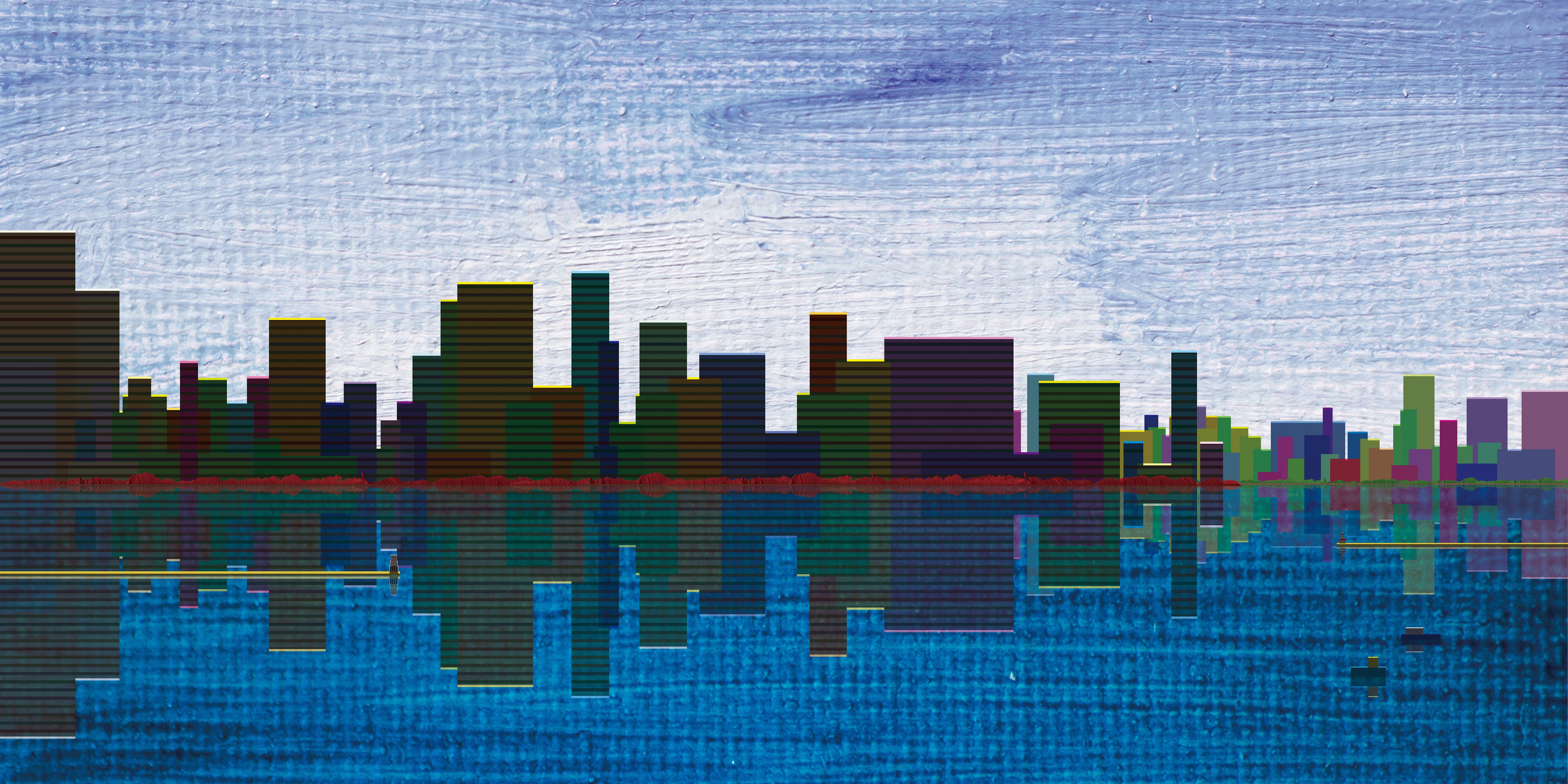 Cityscape_Skyline, Digital on Metal - Print by Decheng Cui