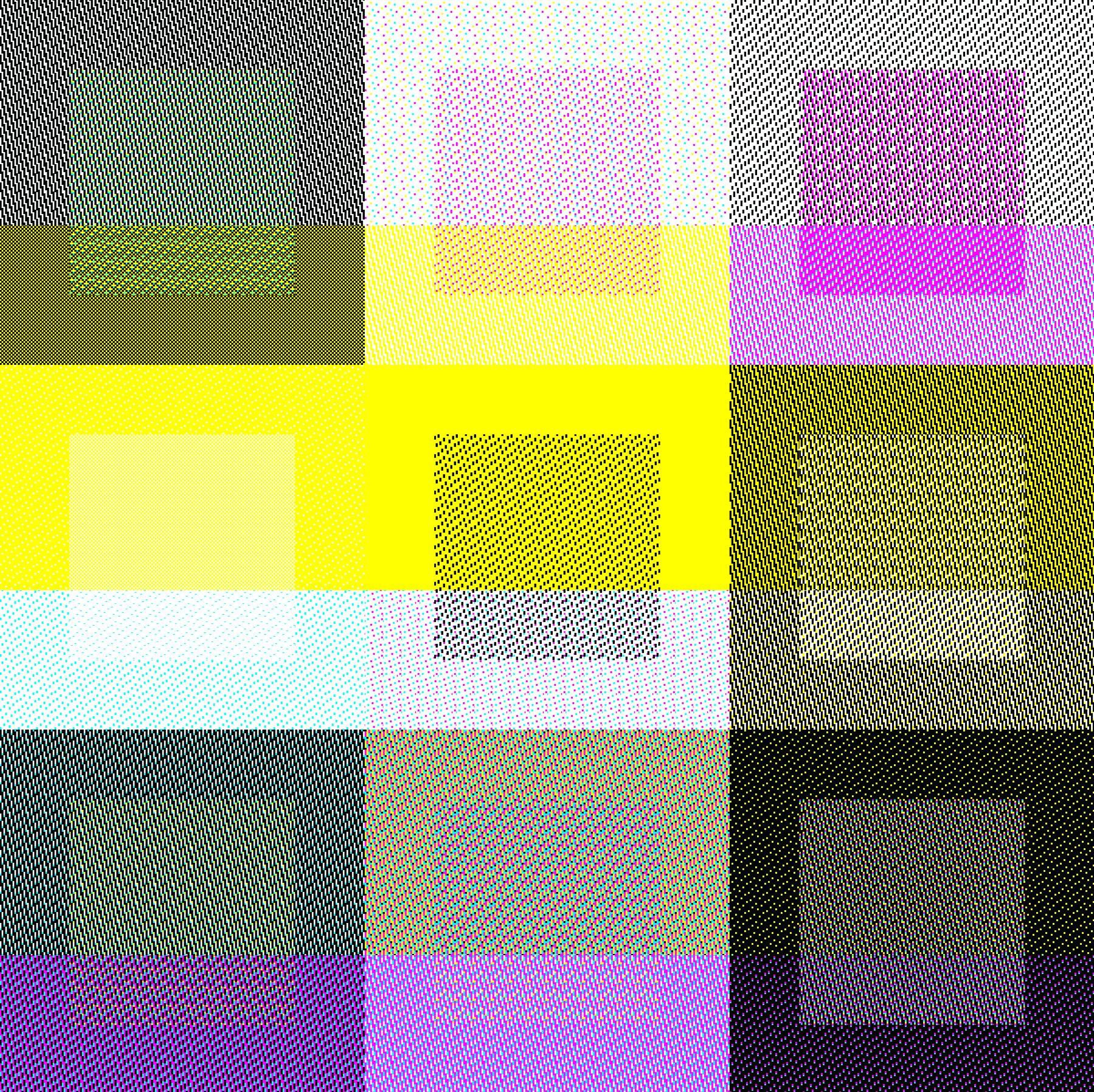 Decheng Cui Abstract Print - Color Blocks Matrix 1~9, Digital on Metal