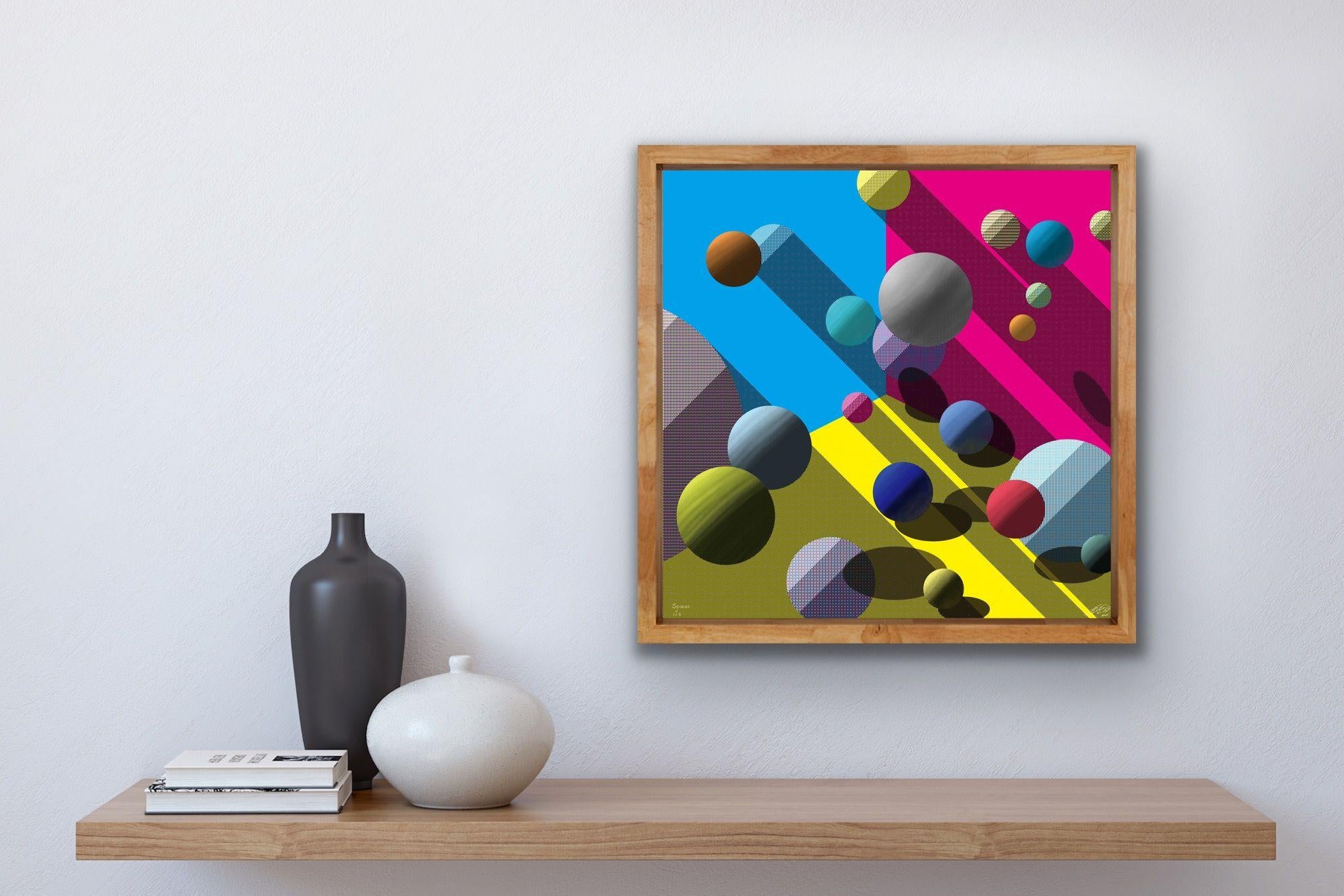 numérique sur métal SPACES_24 - Bleu Abstract Print par Decheng Cui