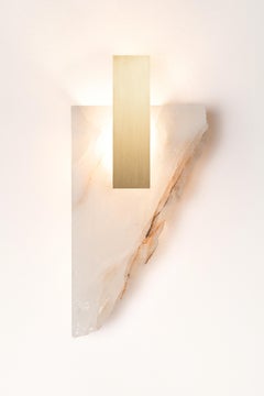 Rectangular Shape, Golden Stone and Brass Light Sculpture by Marie Jeunet