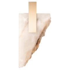 Rectangular Shape, Golden Stone and Brass Light Sculpture by Marie Jeunet