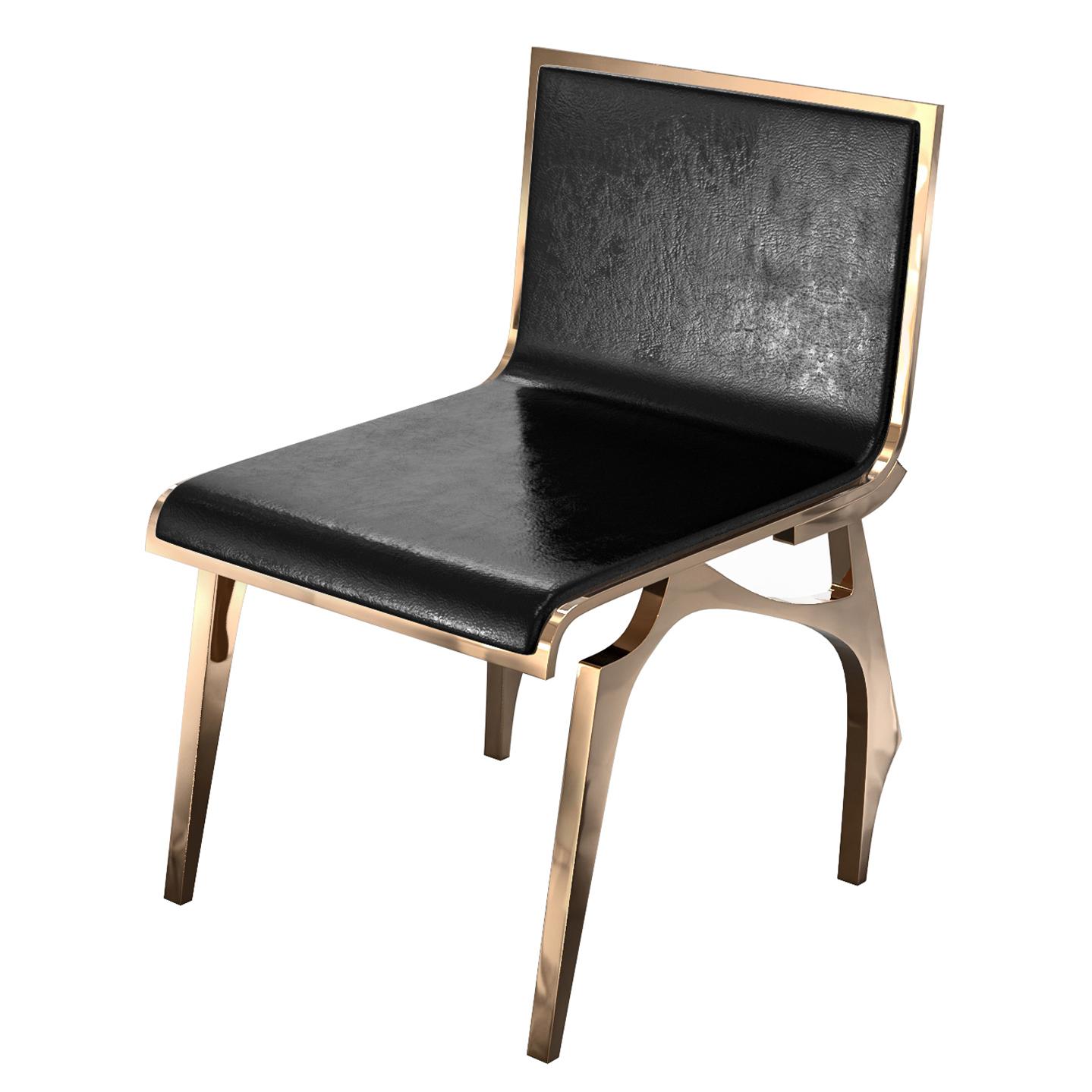 „Decisione“-Stuhl, achtteilig, mit Bronze und maßgeschneidertem Leder, Istanbul (Handgefertigt) im Angebot