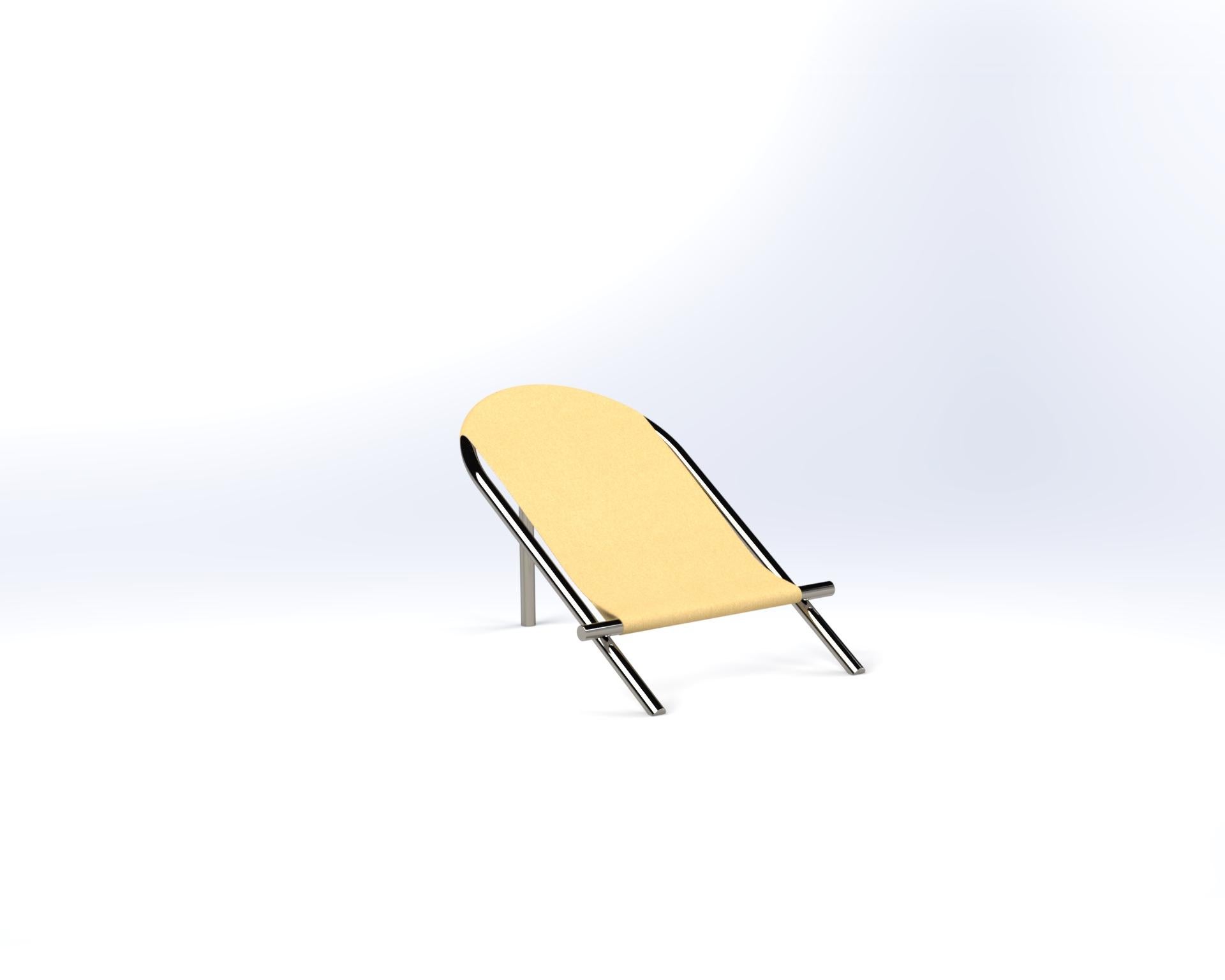 Deck chair by Krzywda
Dimensions: 100 W x 129 D x 83 H cm
Materials: Stainless steel, canvas

Individually handmade in France by Krzywda. All materials employed are from France. The individually selected marble blocks are extracted from french