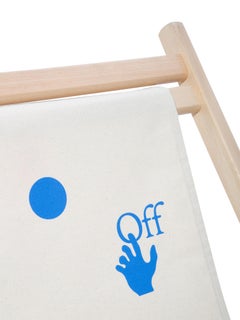 Off-White Deck Chair Wood Ivory Blue