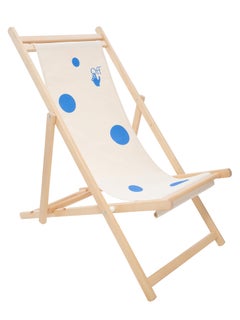 Off-White Deck Chair Wood Ivory Blue