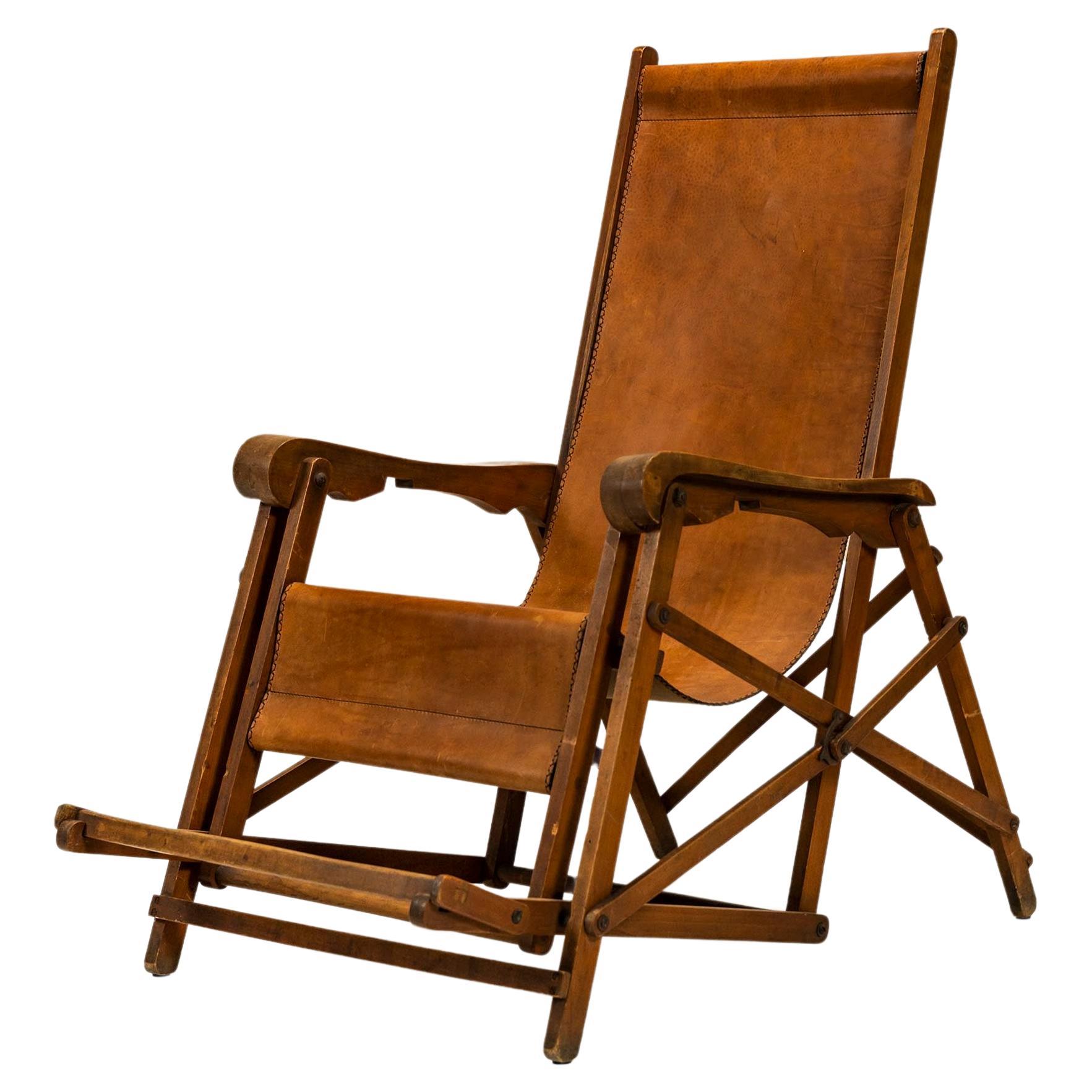 Deck lounge Chair in by Fratelli Reguitti X Louis Vuitton, Italy, 1938 For Sale