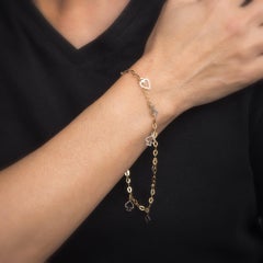 Tobillera Baraja de Cartas Oro de 18 Kilates Bicolor Joyería de Juego Fina Vintage