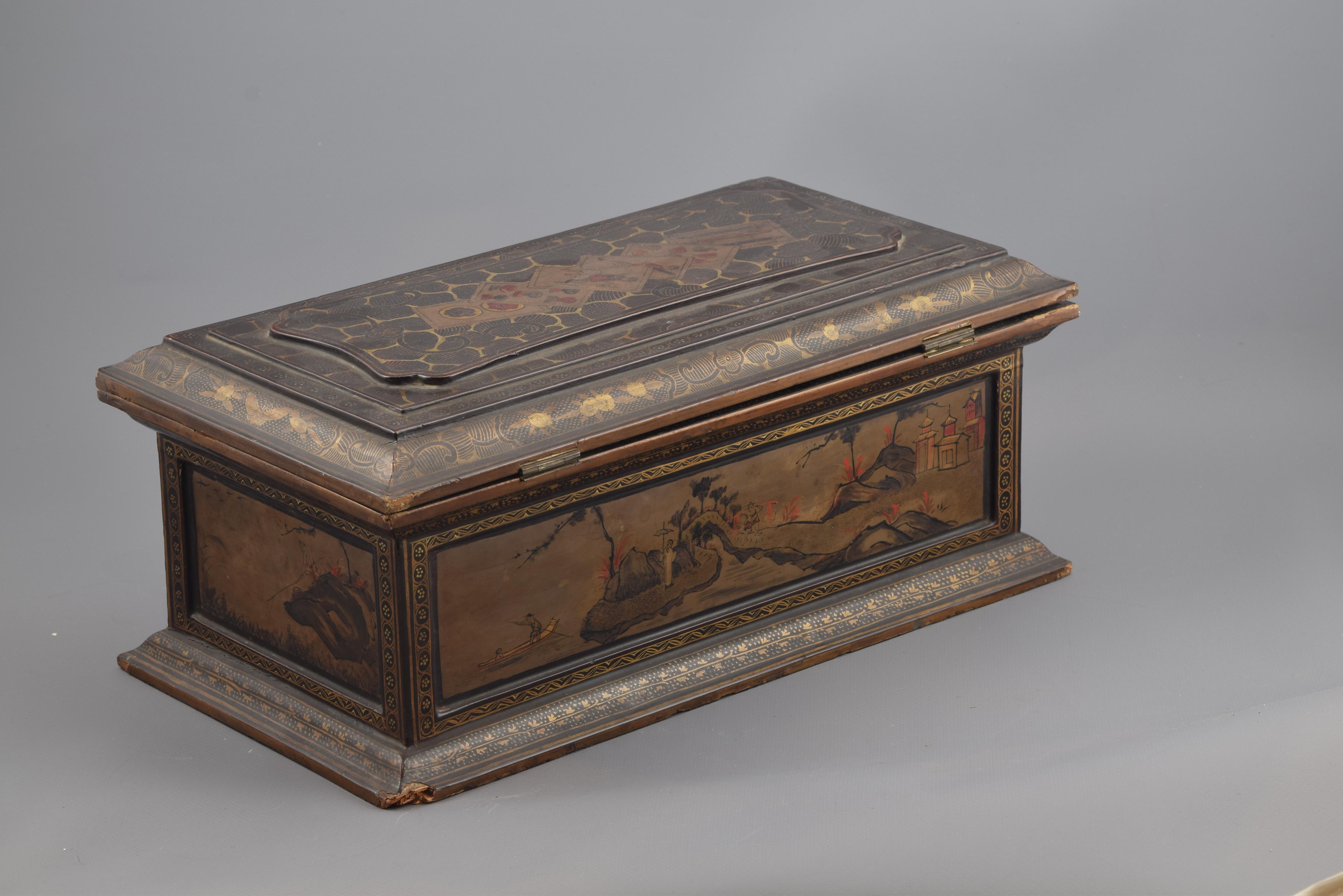 European Deck of Cards Box, Lacquer, Wood, 19th Century