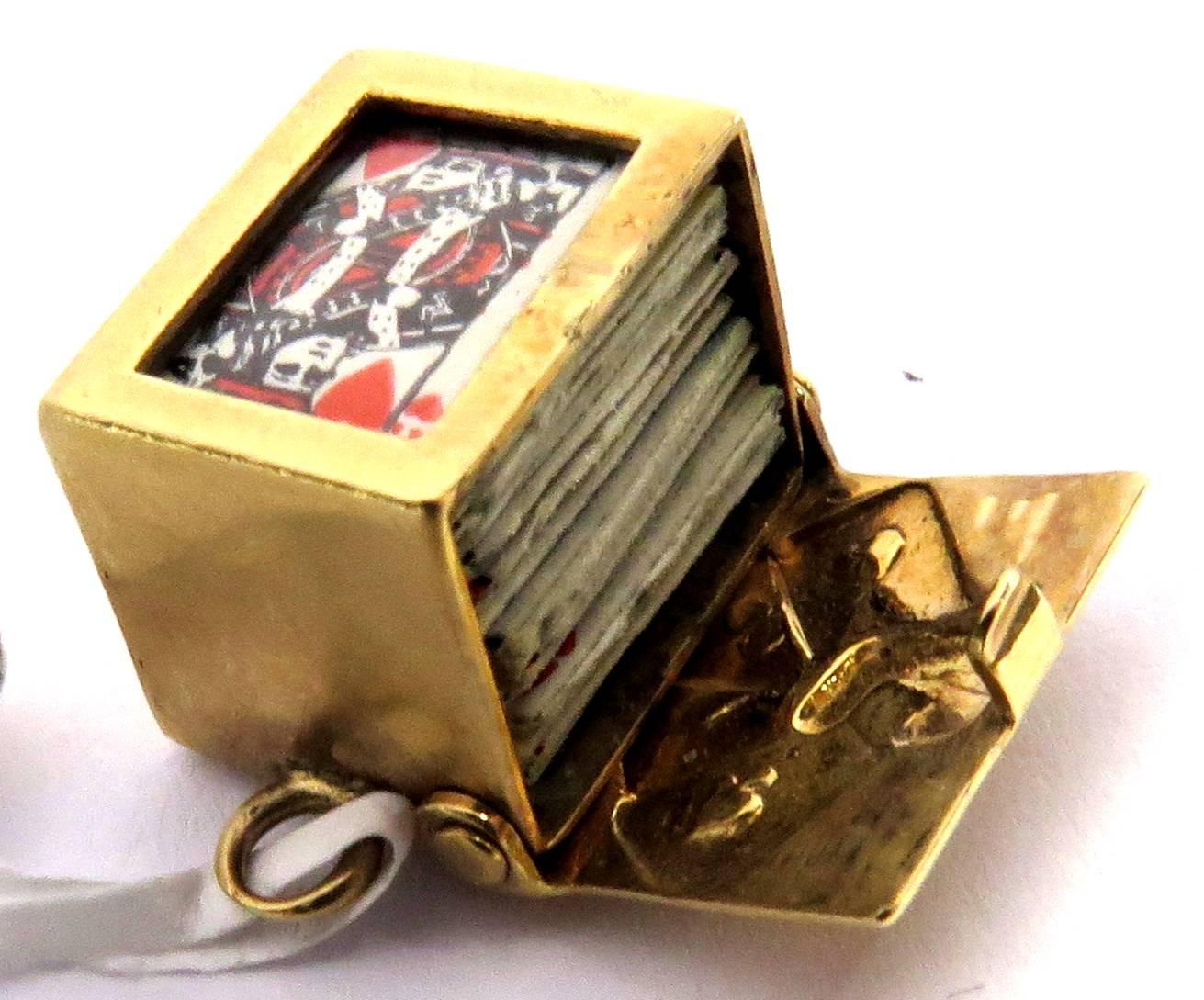 Women's or Men's Deck of Cards Movable Gold Charm or Pendant For Sale