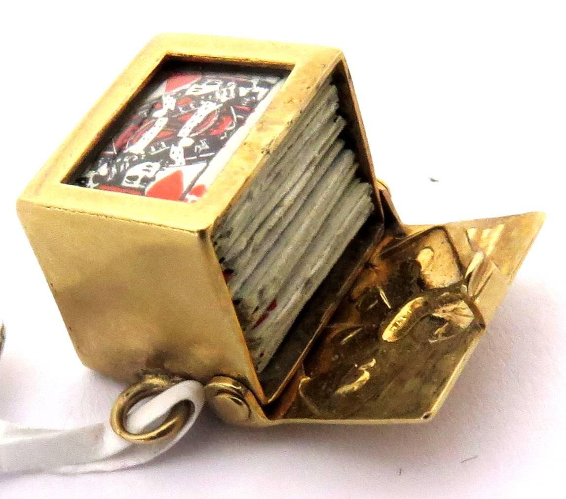 Deck of Cards Movable Gold Charm or Pendant For Sale 1
