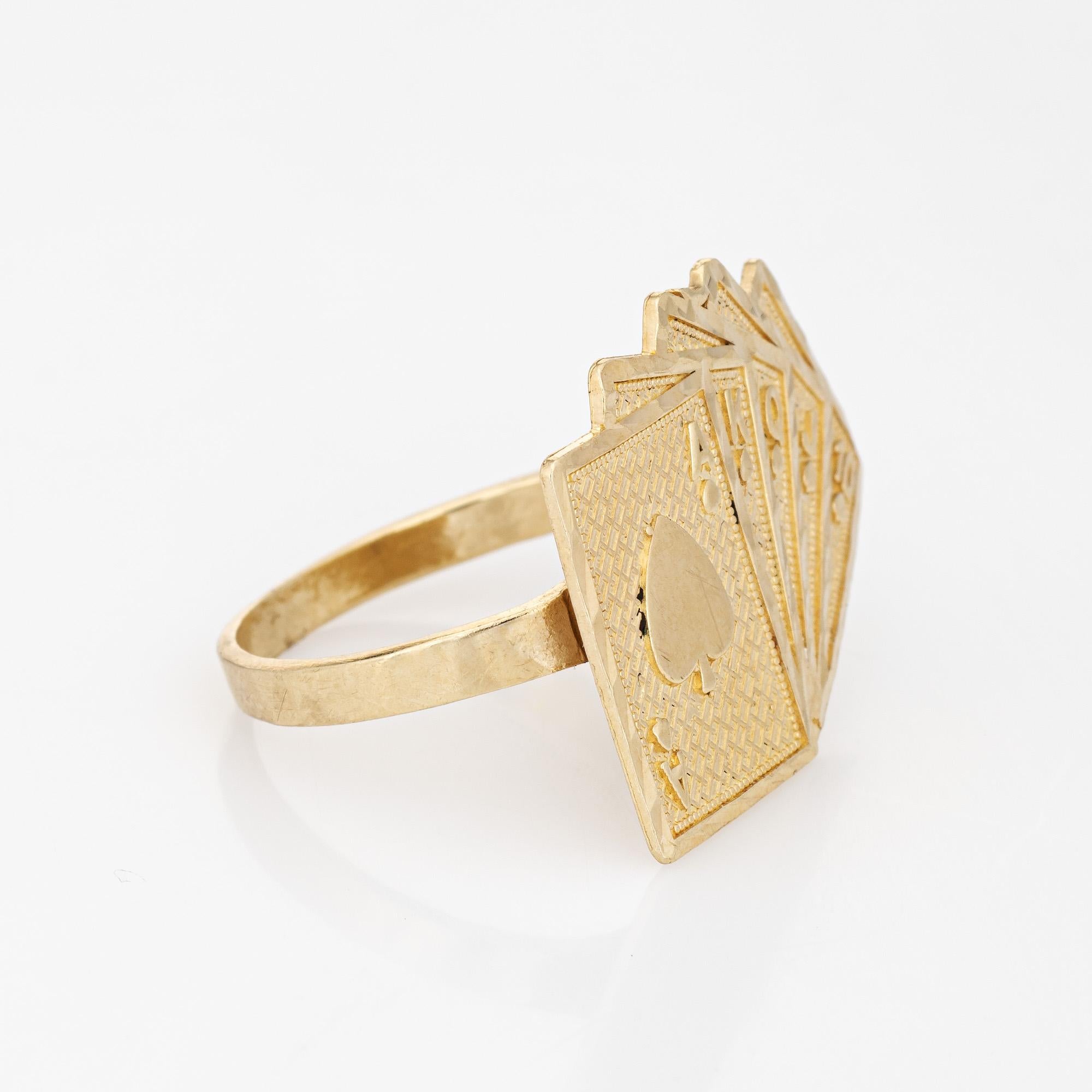 Deck of Cards Ring Vintage 10k Gold Royal Flush Ass König Poker Glücksspiel Schmuck (Moderne)