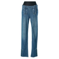 Deck pants denim jeans with glitters buttons in the bottom of the legs Chanel