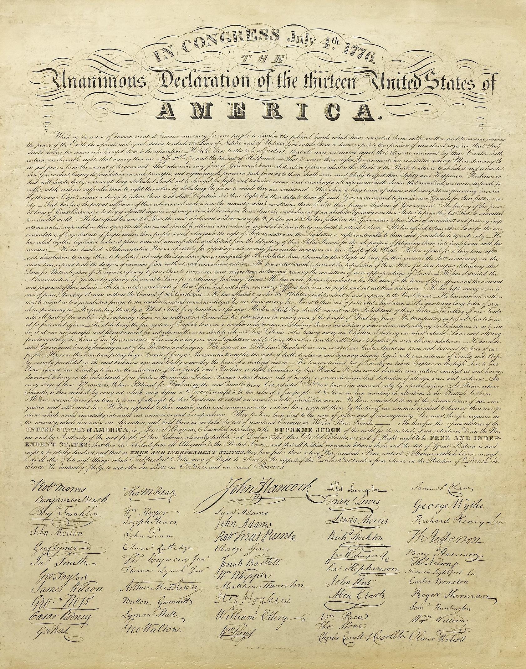 Declaration of Independence Broadside, Engraved by E. Huntington, circa 1820s In Good Condition In Colorado Springs, CO