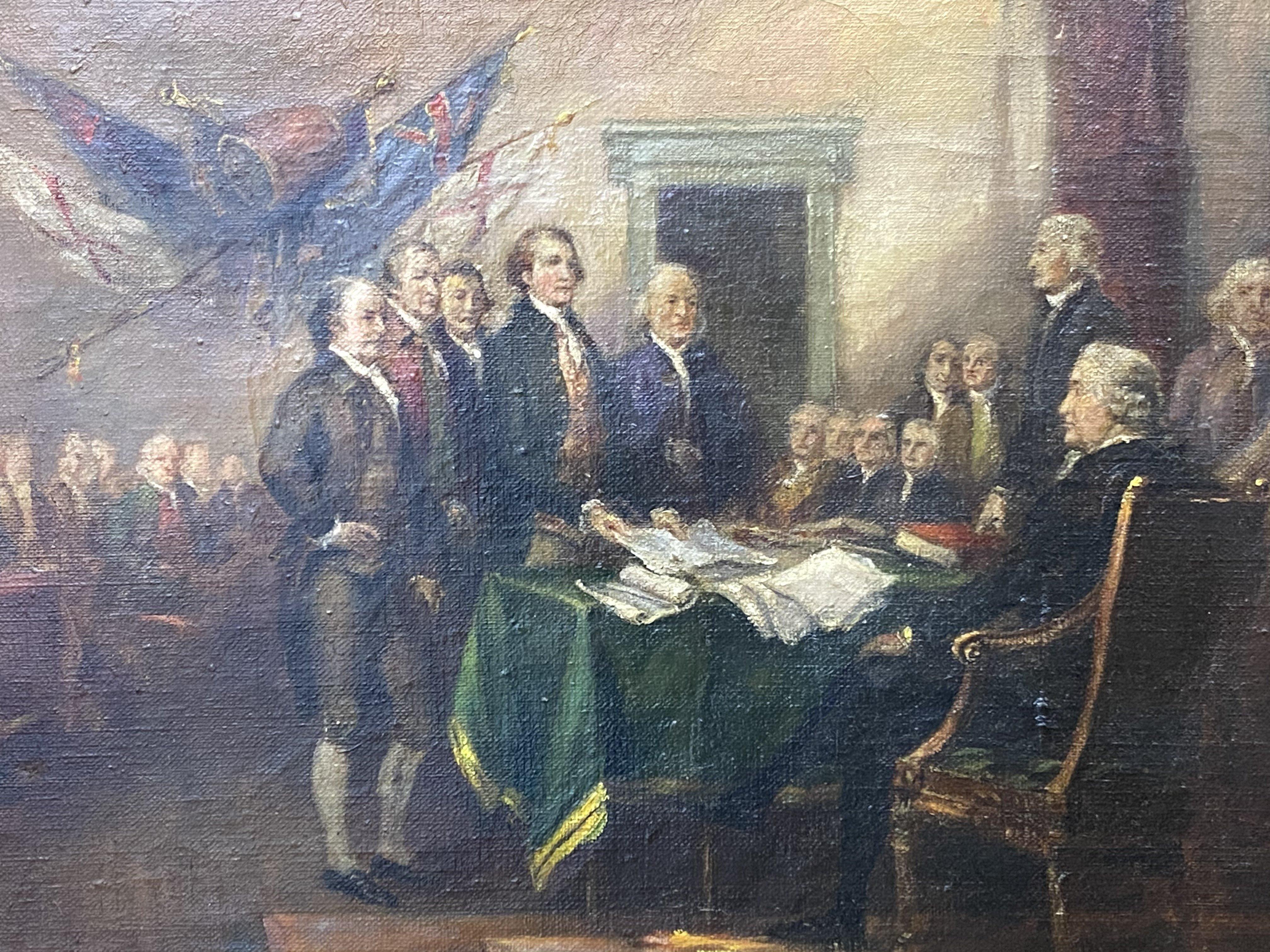 North American Declaration of Independence Oil on Canvas by Horace Carpenter, John Trumbull