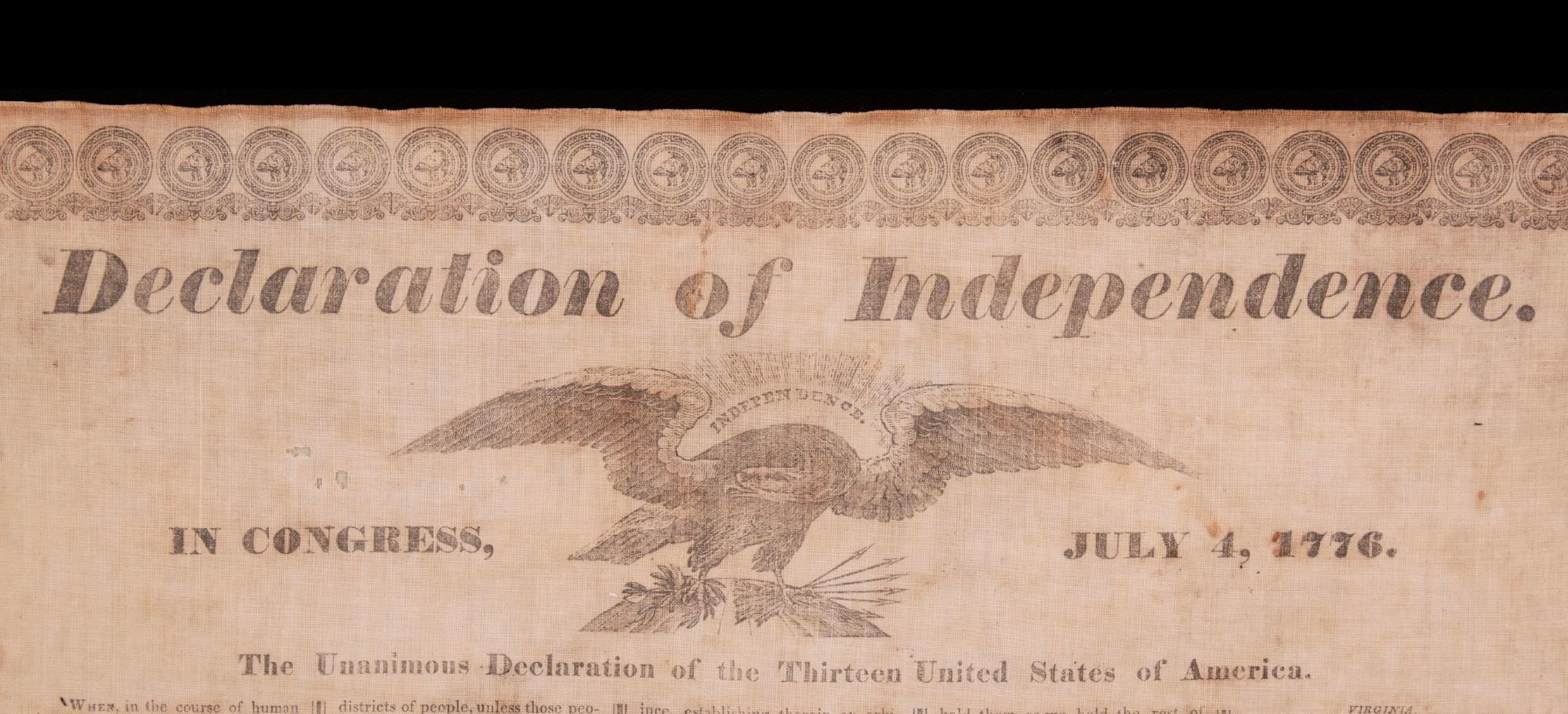 Declaration of Independence on Cloth, imprimé à Boston en 1832 Bon état - En vente à York County, PA