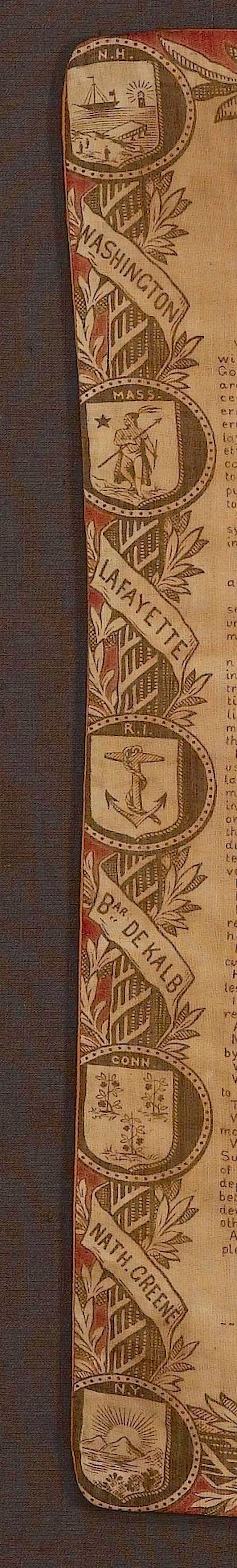 Dichiarazione d'Indipendenza, stampata su cotone, 1876 ca. In condizioni buone in vendita a Colorado Springs, CO