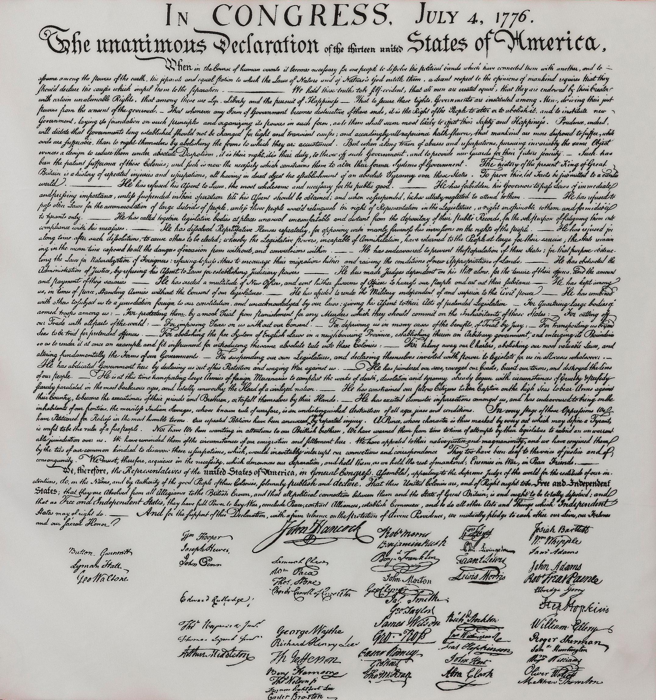 Declaration of Independence, bedruckter Schal im Zustand „Gut“ im Angebot in Colorado Springs, CO