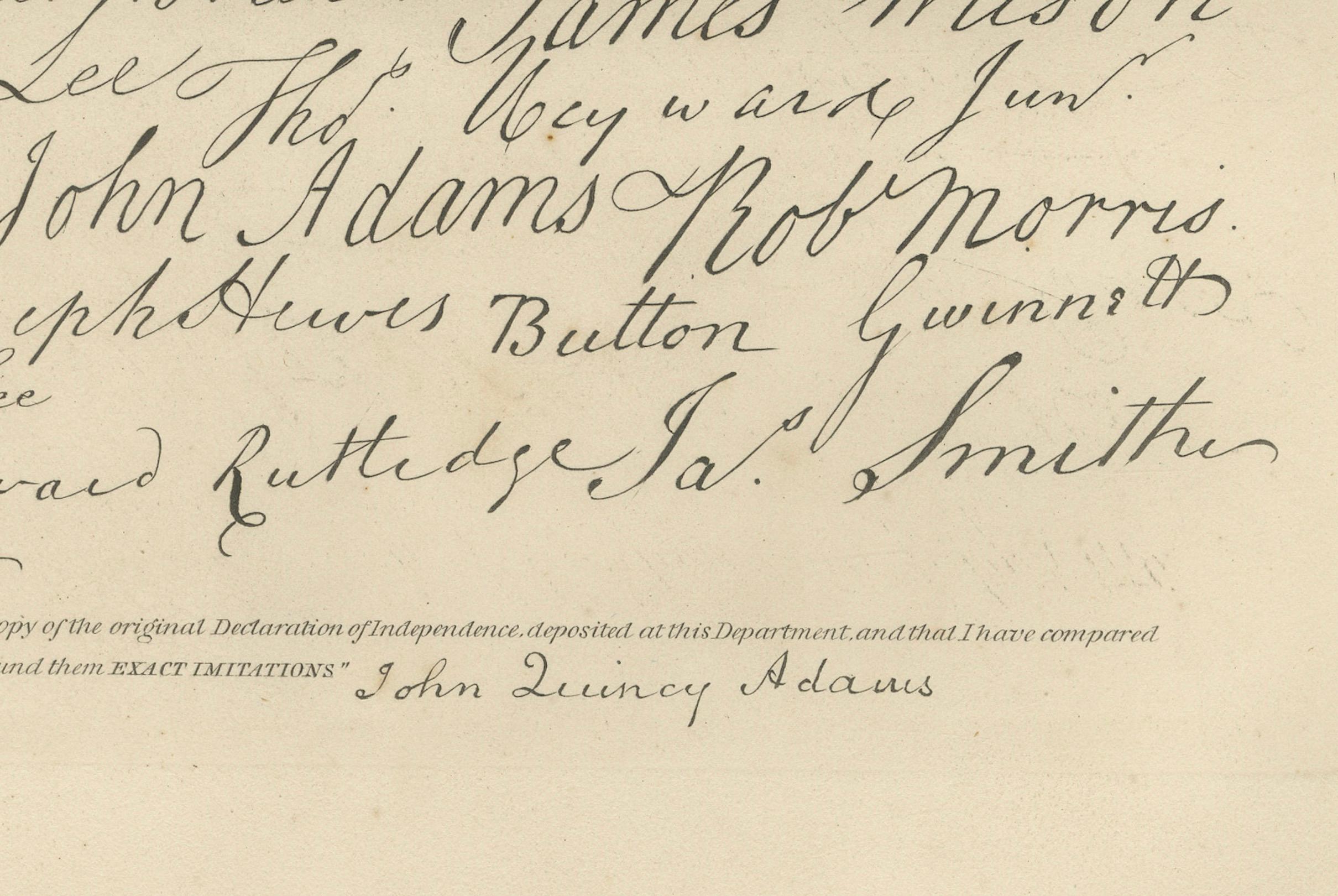 Facsímil de las firmas de la Declaración de Independencia - Grabado de Binns, década de 1850 en Bueno estado para la venta en Langweer, NL