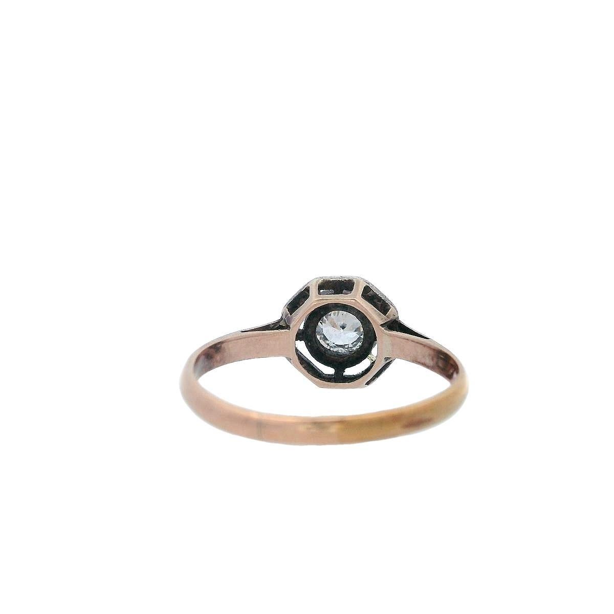 Anillo de compromiso Deco 1915 en oro de 18 quilates con diamante en venta 1