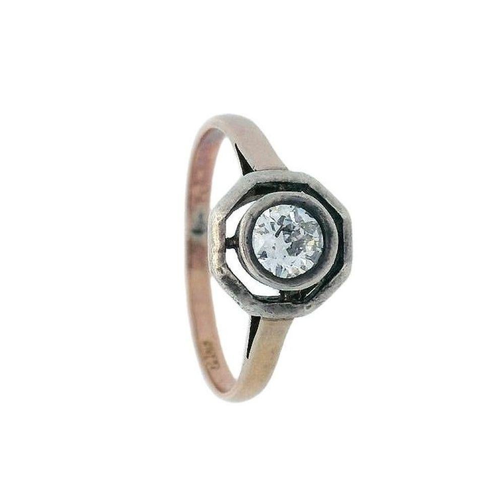 Anillo de compromiso Deco 1915 en oro de 18 quilates con diamante en venta