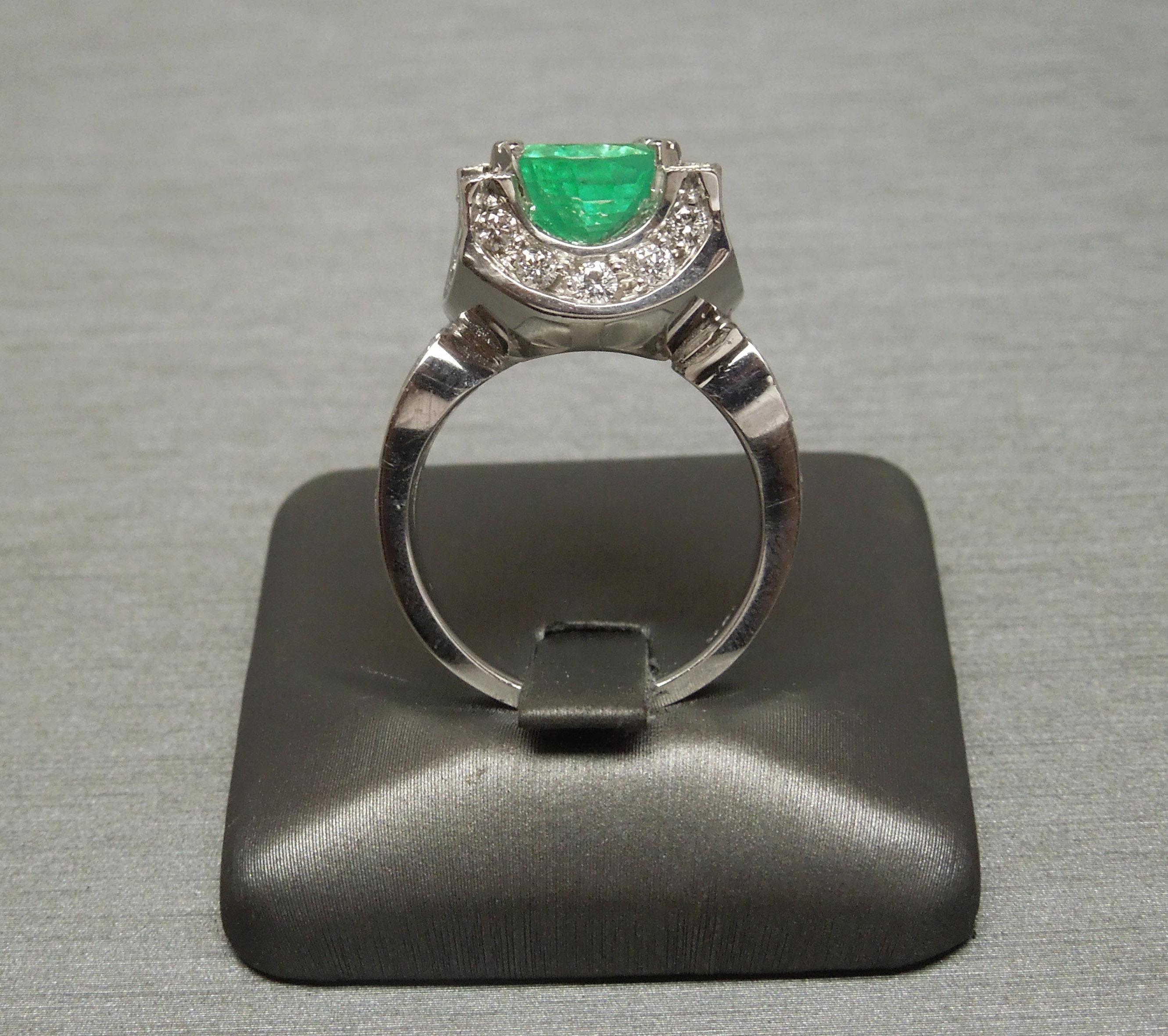 5 Carat Emerald Solitaire 18 Karat Halo Ring For Sale 4