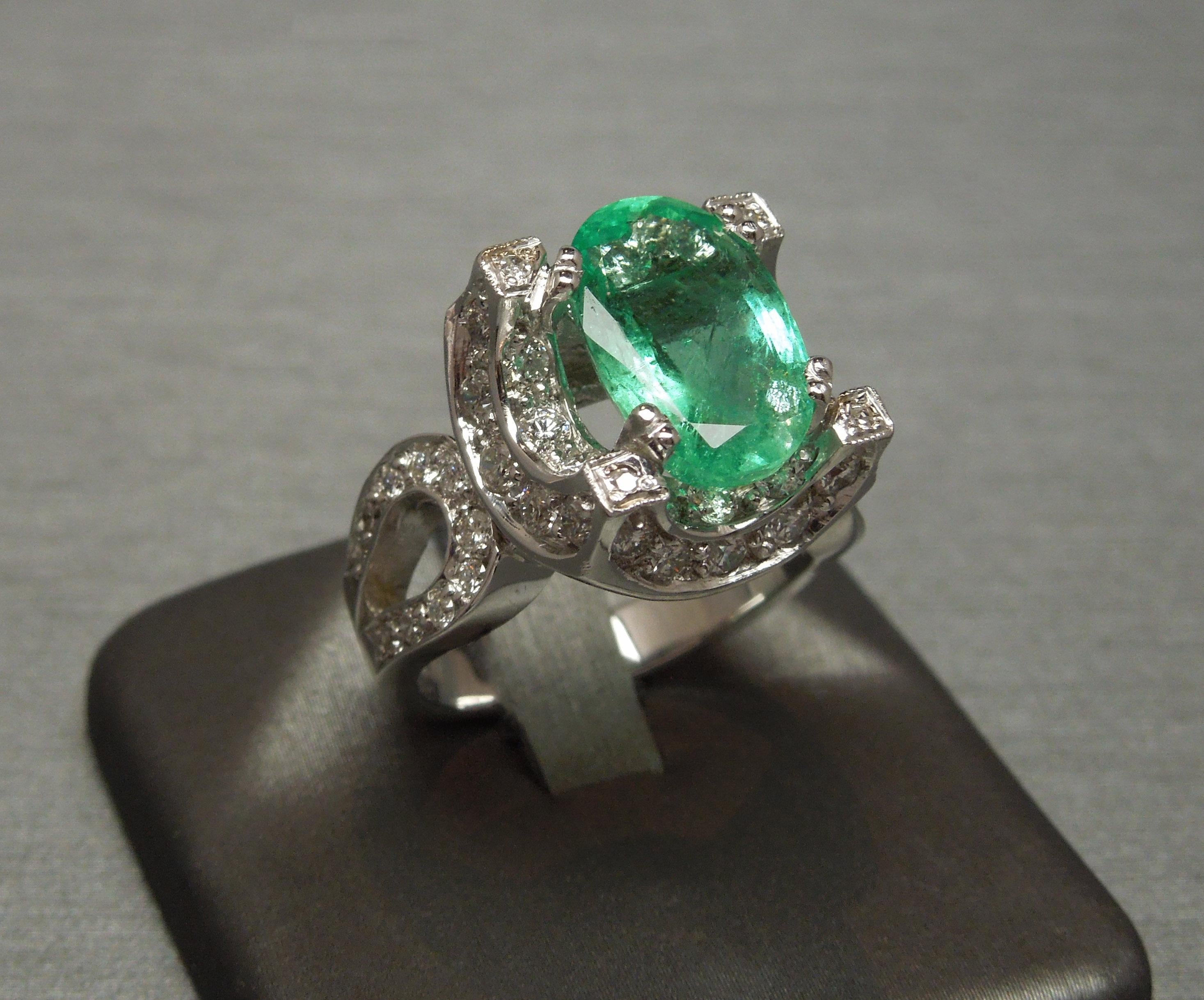 5 Carat Emerald Solitaire 18 Karat Halo Ring For Sale 5