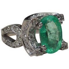 5 Carat Emerald Solitaire 18 Karat Halo Ring