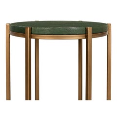 Deco Accent Table in Green Shagreen and Antiqued Gold