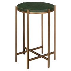 Deco Accent Table in Green Shagreen and Antiqued Gold