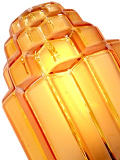Deco Amber Skyscraper Sconces - Matching Pair