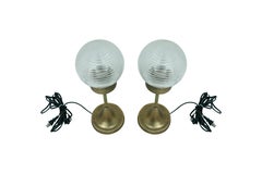 Deco Art Glass Shade and Brass Table Lamp