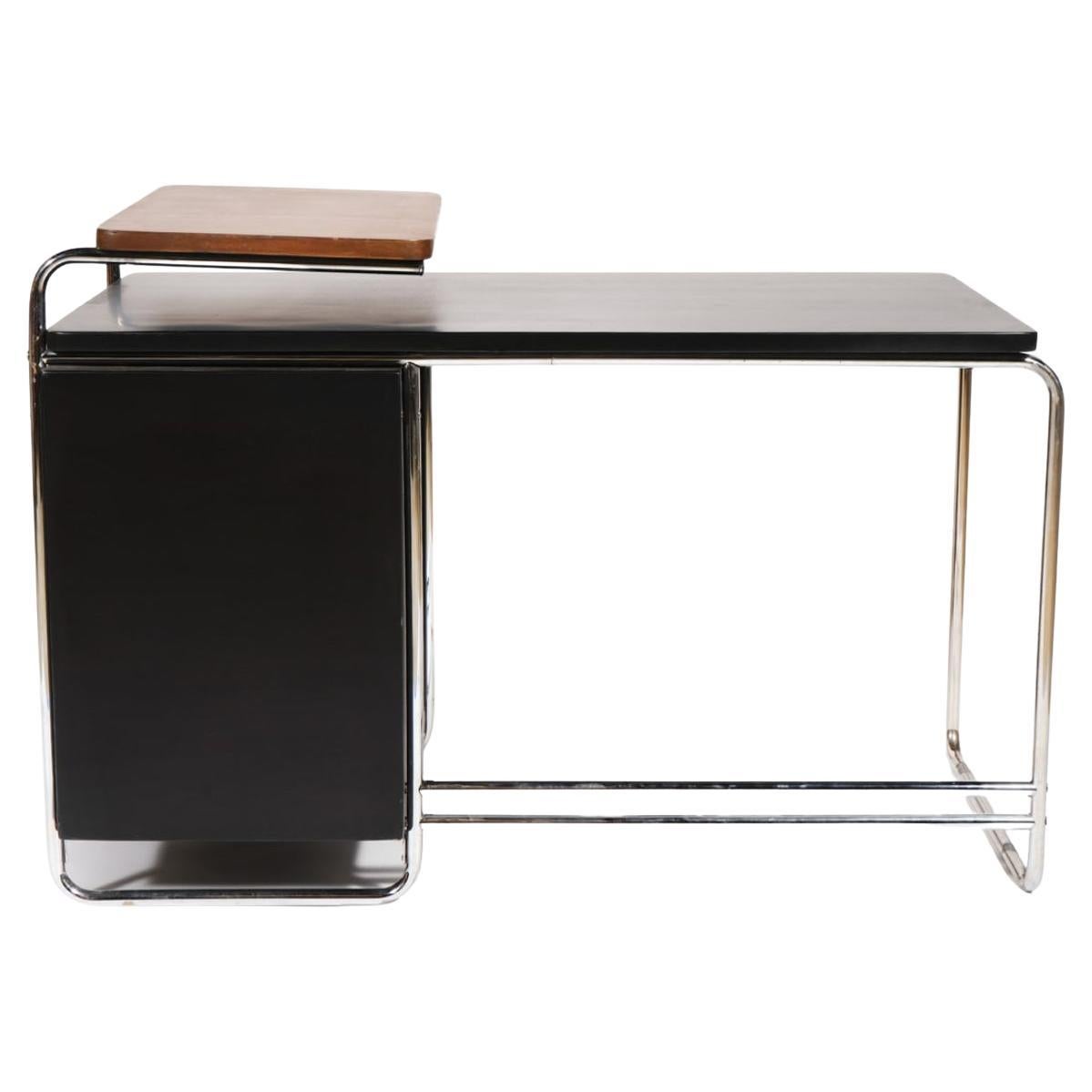 Escritorio Deco Bauhaus cromado de 3 cajones de Wolfgang Hoffmann Desk para Howell Carpintería