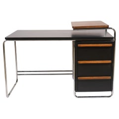 Escritorio Deco Bauhaus cromado de 3 cajones de Wolfgang Hoffmann Desk para Howell