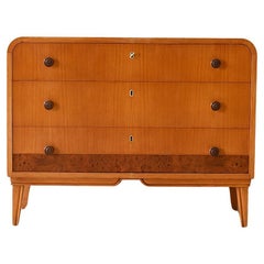 Deco birch and burl chest of drawers