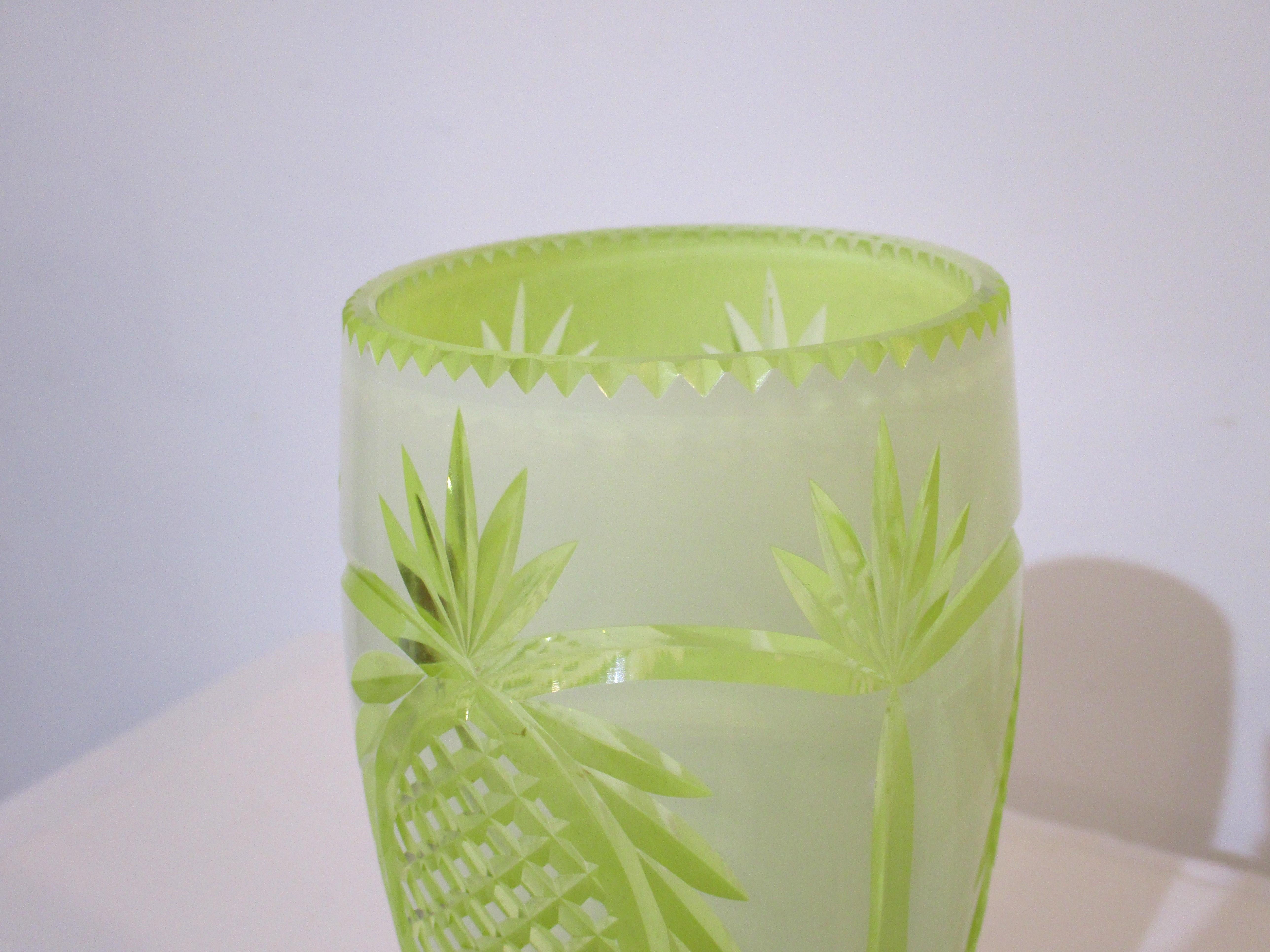 Deco Bohemian Cut Glass Pineapple Vase In Good Condition For Sale In Cincinnati, OH