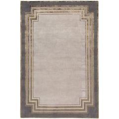 Deco Border Hand-Knotted 10x8 Rug in Wool and Silk by Tim Gosling