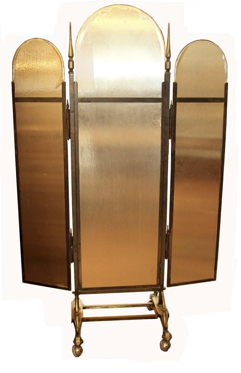 Deco Brass Dressing Mirror For Sale at 1stDibs