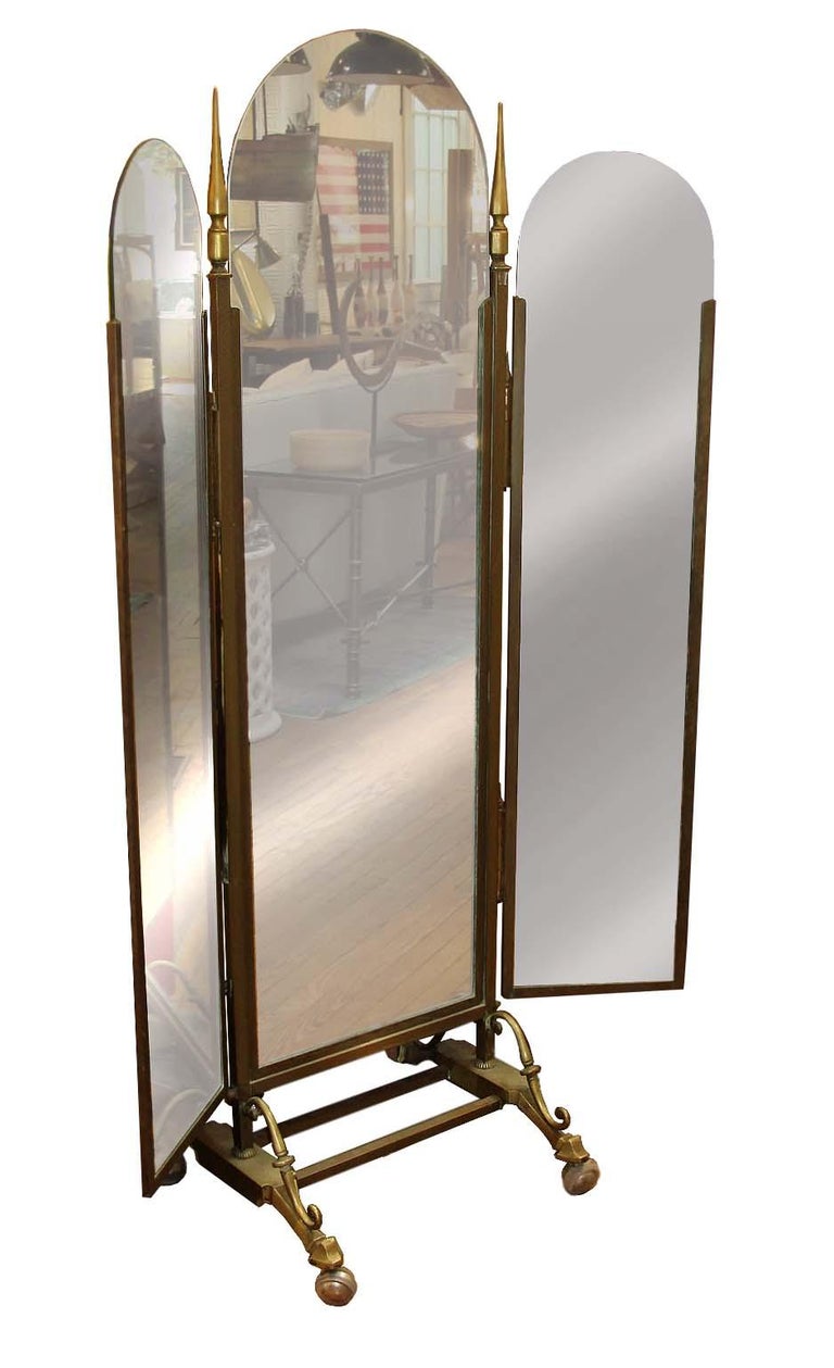 Deco Brass Dressing Mirror For Sale at 1stDibs