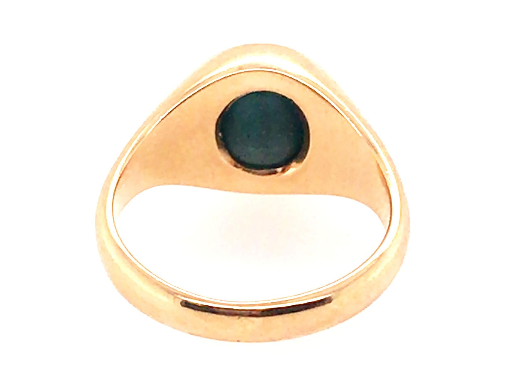 Deco Cat's Eye Ring GIA Blue Green Tourmaline Oval Cabochon Original 1940s 14k In Excellent Condition For Sale In Dearborn, MI
