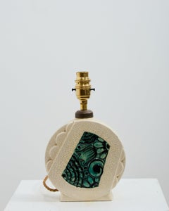 Art Deco Ceramic Table Lamp, British 1930s, Craquelure Glaze, Brass
