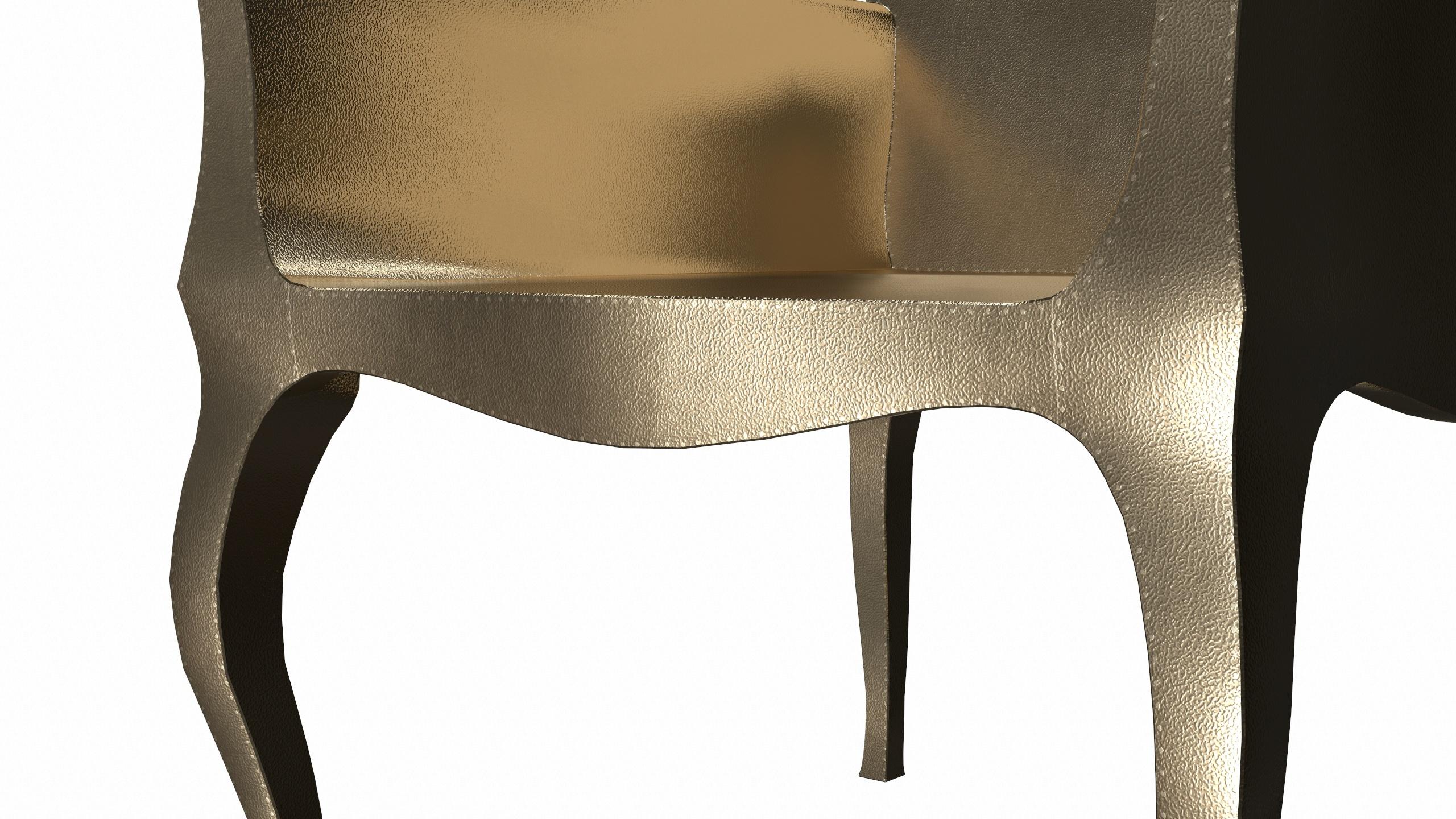 Indian Deco Chairs Fine Hammered in Brass by Paul Mathieu For Sale